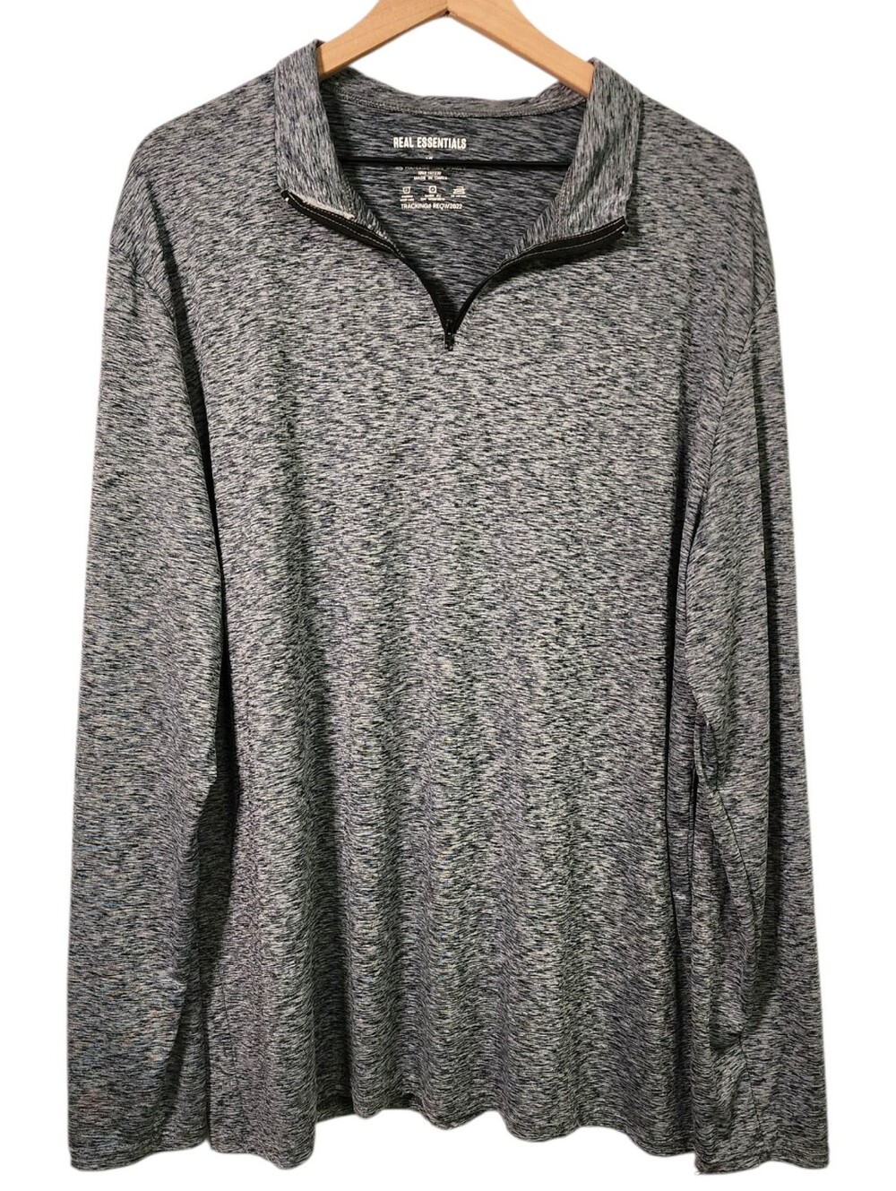 Real Essentials Mens XL 1/4 Zip Long Sleeve Collared Shirt Marled Pullover